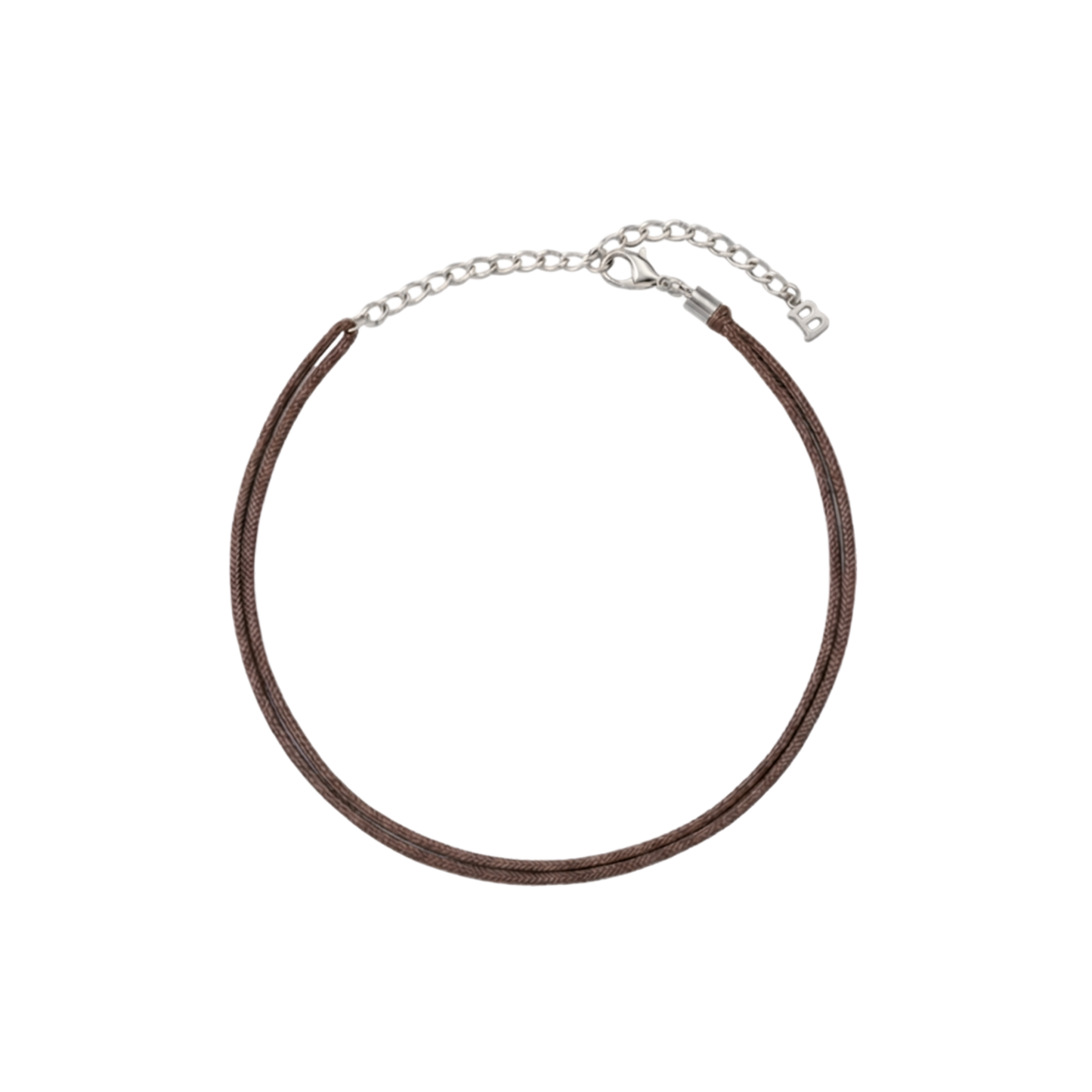 Collana Lunatica È NA ROBA in cordino marrone intrecciato con chiusura a moschettone argento, fatta a mano
