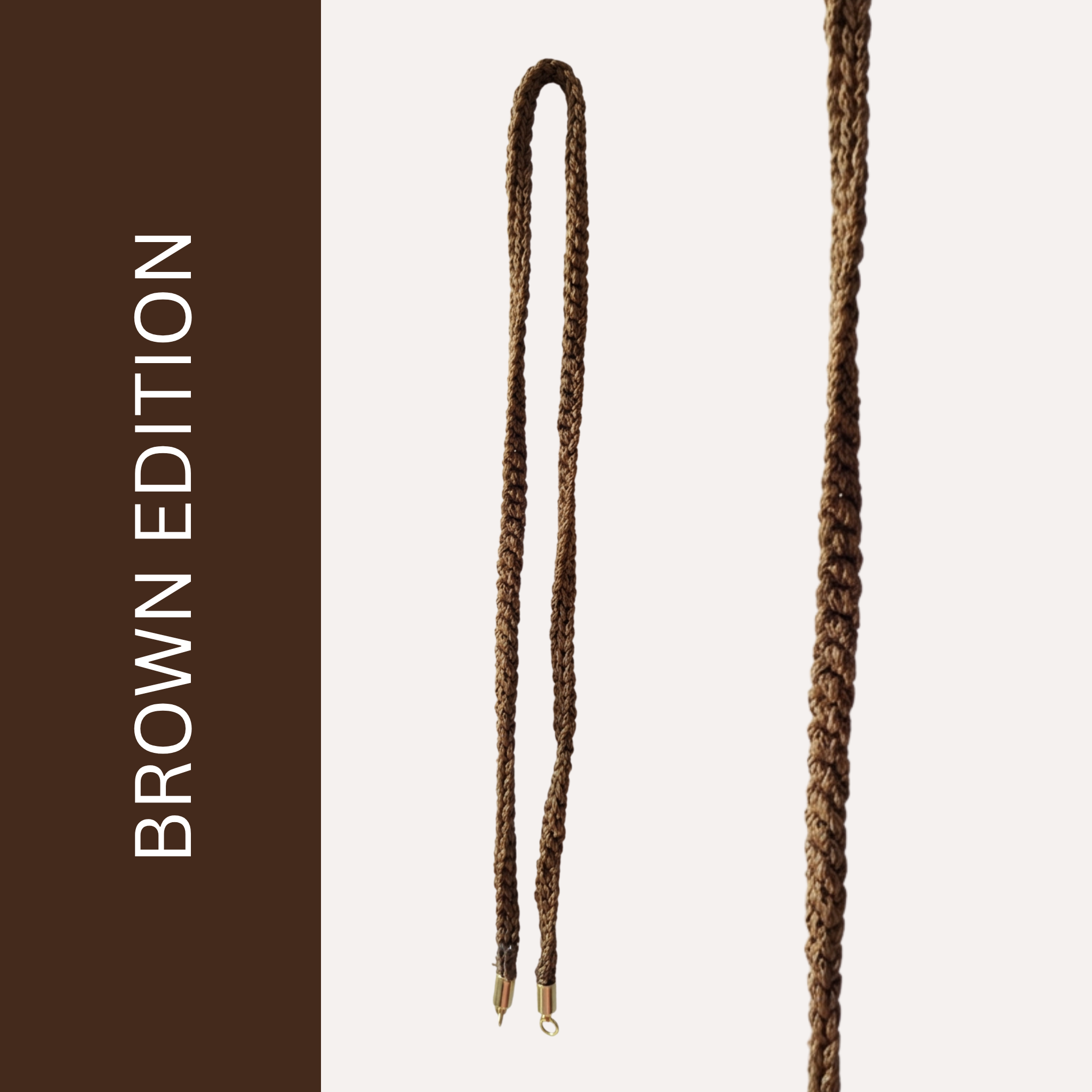 Solo Cordino Occhiali È NA ROBA Brown Edition, intrecciato a mano in filo marrone con terminali dorati