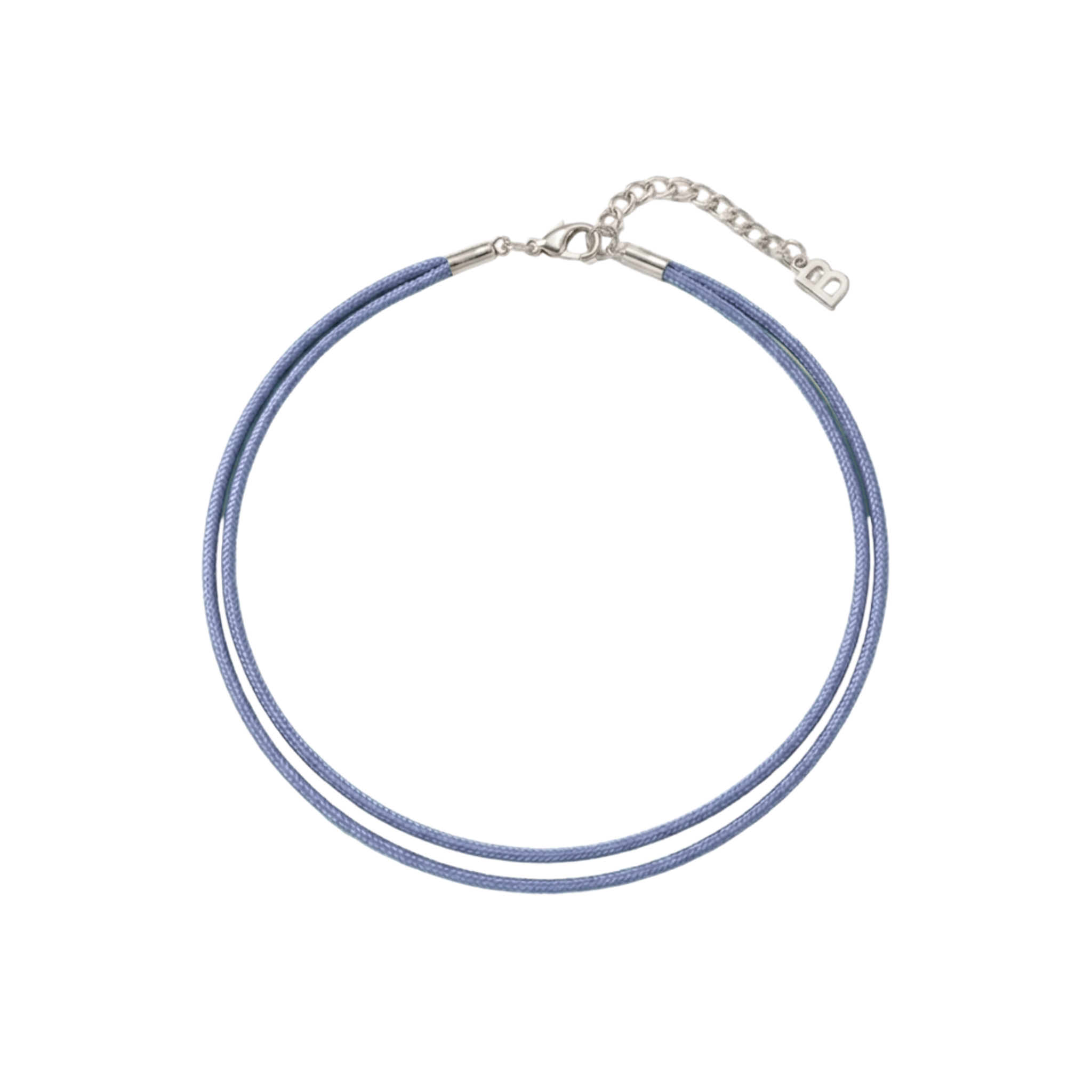 Collana Lunatica Argento È NA ROBA – doppio filo cerato blu lavanda con chiusura moschettone argento, fatta a mano